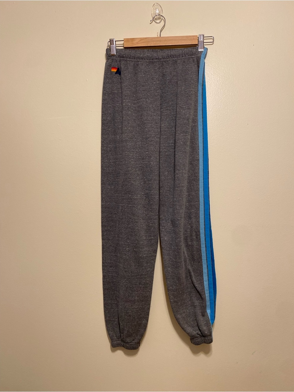 Aviator Nation Gray Joggers with Blue Side Stripe. Size S - Picture 3 of 10